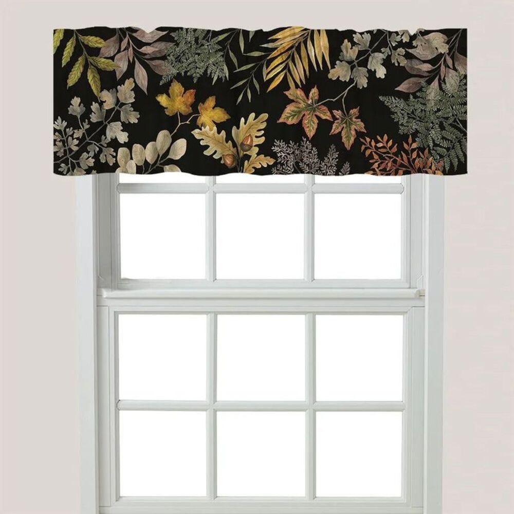 Laural Home -  Sophisticated Autumn Window Valance Black